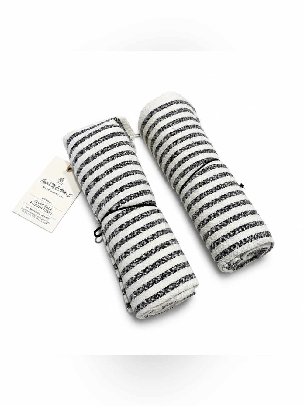Hearth & Hand with Magnolia Flour Sack Kitchen Towels Set of 2 Black Stripe NWT